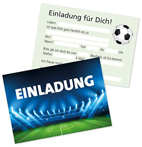 Clever Pool 15er Set Einladungskarten Kindergeburtstag, verschiedene Motive, Party-Einladungen für alle Anlässe (15 Karten Fußball)
