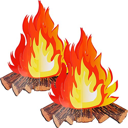 Tatuo 12 Zoll Hohe Künstliche Feuer Gefälschte Flamme Papier 3D Dekorative Pappe Lagerfeuermittelstück Flamme Fackel für Lagerfeuer Partydekorationen (2 Set Stil A)