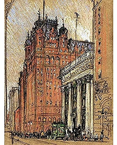 FINE ART PRINTS Pennell Crayon Pencil 1908 Zeichnung Waldorf Astoria Hotel New York ungerahmt Wandkunstdruck Poster Heimdekoration Premium