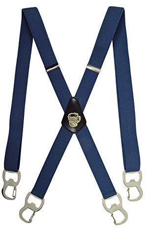 Olata X Hosenträger/Schmale Herren Hosenträger mit Bierflaschenöffnern und Karabinerhaken – 2,5 cm. Blau