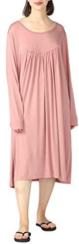 amropi Femme Chemise de Nuit Comfy Pyjama Manche Courte Robe de Nuit Été Casual Chambre à Coucher Rose Clair, 7XL