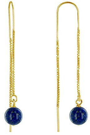 LES POULETTES BIJOUX - Goldenes Silber Kette Ohrringe und Lapislazuli Perle