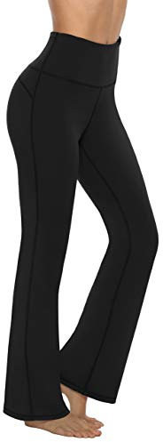 Persit Damen Schlaghose Yogahose, High Waist Freizeithose Sporthose Jazzpants Schwarz - XXL