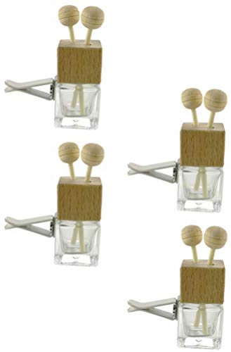 4Pcs Car Air Freshener Diffuser Bottles with Sturdy Vent Clip, Empty Glass Perfume Containers for Essential Oils, Compact 8Ml Aromatherapy Ornament for Automotive Interior Decoration