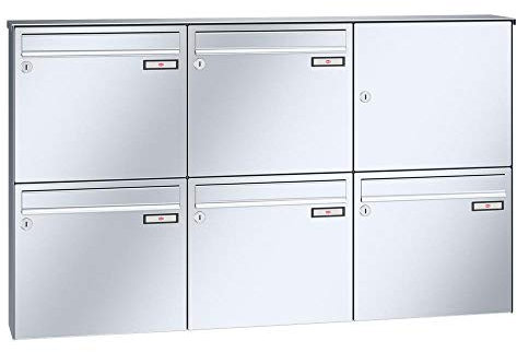 RENZ/Basic B / 5er Aufputz-Briefkastenanlage Wand-Briefkasten / V4A-Edelstahl/Volumen 17 L/Dein-Briefkasten.de