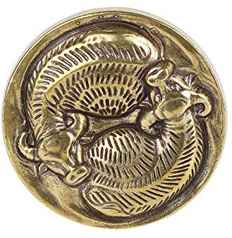 YGAKX Sonne und Mond Klatsch Doppelkühe drehen Universum Kupfer Ornamente antike Bronze Transfer Reine Kupfer Griffstücke Briefbeschwerer Tee Haustier Sammlung antik