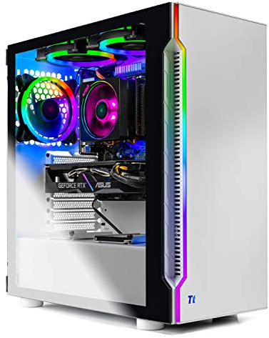 SkyTech Archangel 3.0 Gaming Computer PC Desktop - Ryzen 5 3600 6-Core 3.6GHz, RTX 2060 6G, 1TB SSD, 16GB DDR4 3000, RGB Fans, AC WiFi, Windows 10 Home 64-bit, White