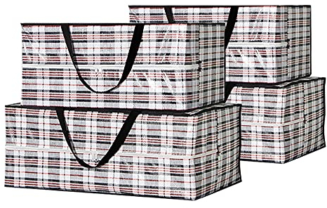 Beowanzk 4er Pack Aufbewahrungstasche für Bettdecken,Decken,Bettwäsche,Spielzeug,Kleidung Aufbewahrung,Plastiktasche mit Reißverschluss,Umzugskartons,Moving Storage Boxes Tasche,Kleideraufbewahrung