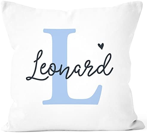 SpecialMe® Kissen-Bezug mit Namen Anfangsbuchstabe Initiale Herz Geschenk personalisiert Mädchen Jungen Jungen weiß 40cm x 40cm