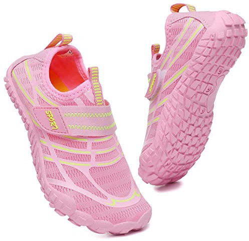 PiDaGlobal Chaussures d'eau Enfants Garçons Filles Séchage Rapide Antidérapant Pieds Nus Chaussures Plage Piscine Surf Sport Chaussures de Bain Aquatiques 36EU Rose Clair