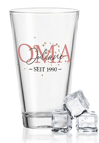GRAVURZEILE Leonardo Wasserglas mit UV-Druck - Oma Design - mit Wunschname & Datum - Geschenk für die beste Oma der Welt