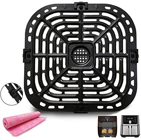 Air Fryer Crisper Plate Tray Rack for Instants Vortex Plus 6QT, 5.7QT Air Fryers, Premium Air Fryer Grill Pan Grate Insert Grid with Rubber Pieces for Gourmia GAF685 6 Quart Air Fryer