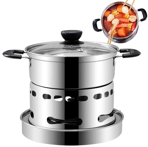 Keptfeet 20cm Spirituskocher Mit Topf Campingkocher Spiritus Camping-Spiritus Kocher Campingherd Aus Edelstahl Für Innenraum