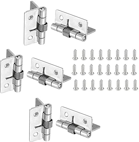 6Pcs Self-Opening Spring Hinges,Self-Closing Spring Door Hinges, Automatic Closing Hinges for Invisible Doors(1 Inch)