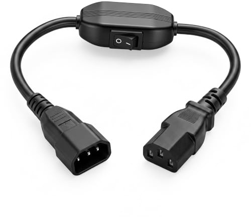 ZBLZGP C14 auf C13 UPS/PDU Verlängerungsnetzkabel, IEC 320 C13 Buchse auf C14 Stecker mit 10 A Ein/Aus-Schalter Netzadapterkabel