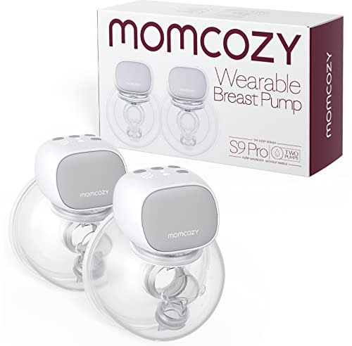 Momcozy S9 Pro Wearable Breast Pump, Hands-Free, Longest Battery Life & LED Display, Portable Electric Breast Pump with 2 Modes & 9 Levels - 24mm, 2 Pack Gray