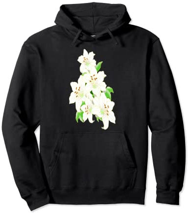 Weiße Lilien Pullover Hoodie