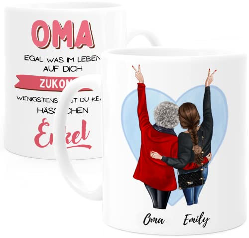 Cupdarling® Tasse Personnalisable Cadeau Mamie Avec 1 Petite-Fille - Cadeau Anniversaire Mamie - Cadeau Fete Des Meres - Mug Original Pour Mamie - 330 mL Céramique