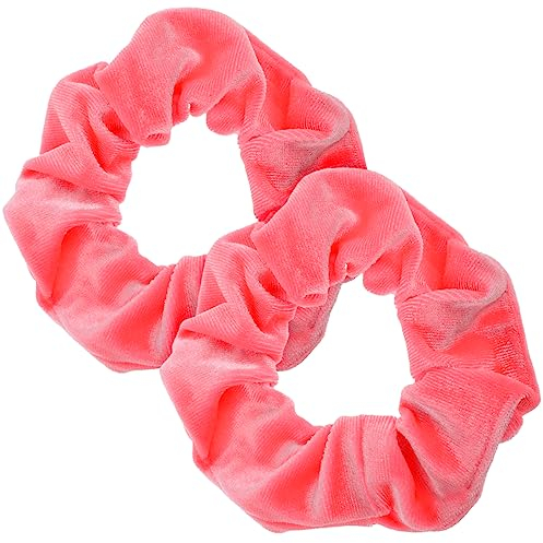 2 Stück Haargummi Scrunchie Samt Rosa Kratz Haargummis Velvet Großes Elastisches Band Kratz Pop Rosa Scrunchies Seide Set für Frauen Haarschmuck Neon Haargummis Pink mädchen Glitzer