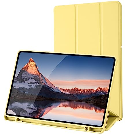 Custodia Cover Compatibile con Samsung Galaxy Tab S6 Lite 10.4 Pollici 2024/2022/2020 SM-P620N/P625N/P610/P613/P615/P619 con Portapenne-Ultra Sottile Cover con Auto Svegliati/Sonno (Yellow)