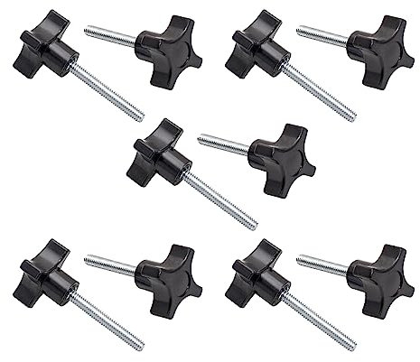 POWERTEC QNB3011-P2 4-Punkt-Bolzenknöpfe, 1/4-Zoll-20 Gewinde, Rändelschraube, Sternknopf mit 5,1 cm Bolzen, 10 Stück