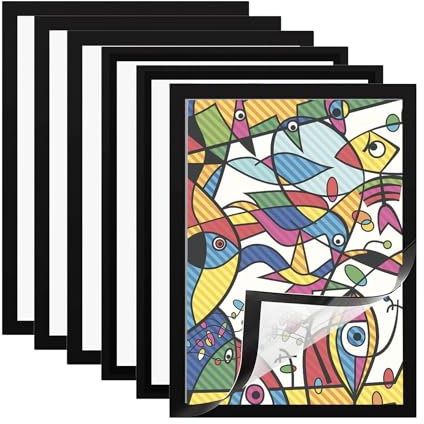 TECKI 6 Piezas Marco Magnetico - Fáciles de Cambiar, Adecuados para Fotos, Carteles, Rompecabezas, Cuadros, Marco para la Decoracion del Hogar, Oficina y Escuela (Negro, A4:21 X 29.7cm)