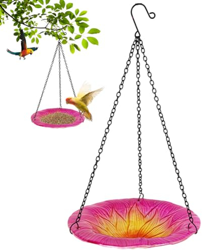 Baignoire À Oiseaux en Verre À Suspendre Extérieur, Mangeoire À Oiseaux pour Terrasse Abreuvoir Oiseaux pour Arbre Cour Pelouse Cour Jardin Parc Décoration Extérieure, 8Inch