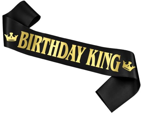 KAPSING Birthday King Geburtstag Schärpe, Männer Birthday Schärpe Geburtstag Deko, Boy Sash schwarzer, Birthday King Banner, Dekorationen für Geburtstagsfeiern