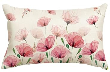 Artoid Mode Klatschmohn Blätter Frühling Kissenbezug, 30x50 cm Sommer Zierkissenbezug Cushion Cover Couch Wohnzimmer Deko