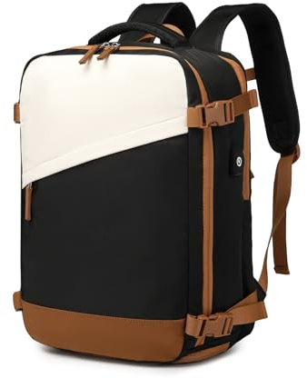 Kono Carry On Backpack 45 x 30 x 18 Casual Daypack Waterproof Travel Rucksack 15.6 Inch Laptop Backpack School Bag with USB Charging Port Shoes Compartment (Black)
