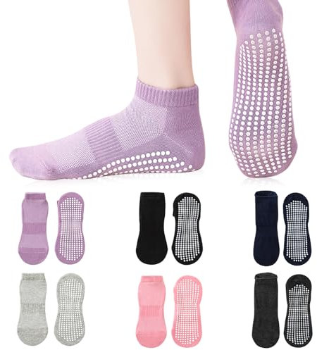 VAIAV Stoppersocken 6 Paar Yoga Socken, Antirutschsocken Pilates Socken, Rutschfeste Socken Damen, Grip Socken für Ballett, Pilates, Krankenhaus, Zuhause