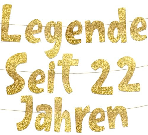 Lustige Banner, Glitzerbanner Legende Seit 22 Jahren, Partyzubehör zum 22. Geburtstag