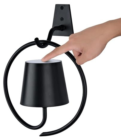 Faithorse Battery Operated Wall Lights, Rechargeable Wall Light Indoor with 3 Color Temperatures, Dimmable Wireless LED Wall Lamps IP54 Waterproof Wall Sconce Lights for Bedroom, Living Room(Black)