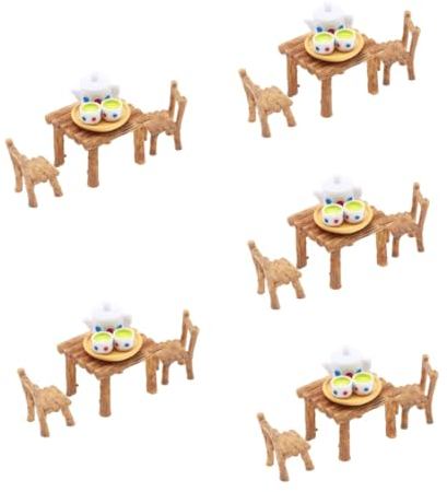 BESTonZON 5 Ensembles Service à Thé Miniature Décor en Céramique Meubles De Poupée Petit Jouet à Thé Accessoires pour La Maison Jouet Cérébral Chaises Modèle La Modélisation Plastique Enfant