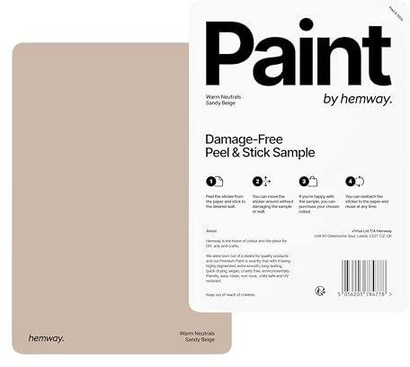 Hemway - Peel & Stick Sample for Our Interior Paint - Sandy Beige | A5 Damage-Free, Accurate Colour Swatch | Test Our Matt Finishes for Interior Decor | Easy to use and eco-friendly