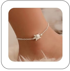 Cimenexe Böhmische Schildkröte Knöchel Armband Silber Schildkröte Knöchel Kette Armband Meer Schildkröte Strand Fußkettchen Kette Metall Schildkröte Fußkette Fußkettchen Sommer Strand Fußkette