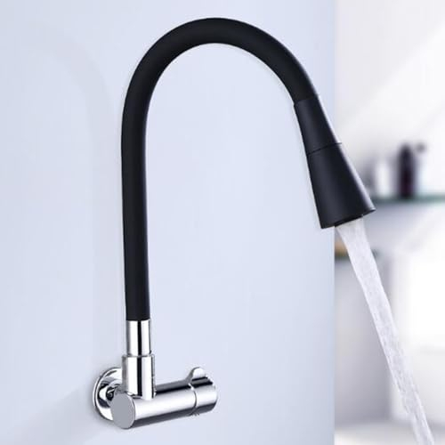 Grifos Cocina Fregadero Grifo Giratorio para Agua Fría Montado en La Pared Latón Mezclador de Fregadero Cocina Montaje en Pared con Boquilla de 2 Modos Grifos Monomando Cocina