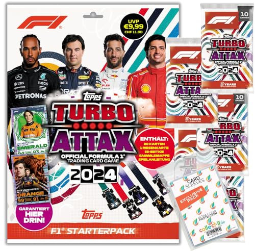 Bundle mit Topps - Turbo Attax Formel 1 2024-1 Starter + 5 Booster + Exklusive Collect-it Hüllen