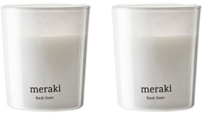 Meraki - Duftkerze, Ø 6 cm, Fresh linen (2er-Set)