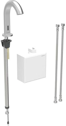 Miscelatore per lavabo Geberit Piave, sporgenza 167 mm, funzionamento a batteria, con miscelatore termostatico, con scatola di funzioni da esterno, 116.168., Colorazione: Acciaio inox Ottica