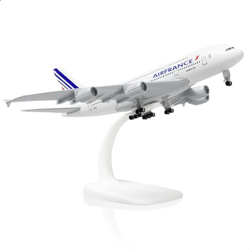 QIYUMOKE 1/300 Metallflugzeugmodell für Air France A380 für Airbus A380 Modellflugzeug mit Ständer (7.5 Zoll lang) Ausstellungsdekoration für Luftfahrtbegeisterte.