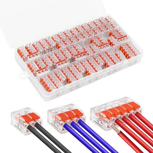 Kabelverbinder Kabelklemmen Elektro,60 Stück Kabelklemmen Elektro mit Betätigungshebel,4mm² Leiter Klemme Lüsterklemme,Wird verwendet, um Kabel 2-3-5 Leiter zu befestigen,sind frei kombinierbar