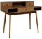 HOMCOM Table d'ordinateur, Table de Bureau, avec Rangement 3 niches, 3 tiroirs, Design Vintage, Pieds en pin Massif, 110 x 54 x 91,5 cm, Aspect Noyer