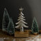 Holz und Metall Figur Weihnachtsbaum Silber 8 x 17cm Dekofigur Wald-Deko Weihnachts Tisch Dekoration Weihnachten