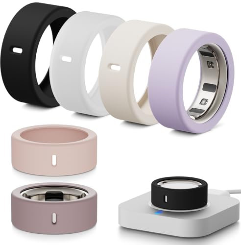 Hexasider 6 Pcs Ring Cover Compatible with Oura Ring Gen 4/4 Ceramic/Gen 3/Ultrahuman Ring, Soft Silicone Anti-Scratch Case for Oura Ring Protector for Women Men (L for 12/13/14/15)