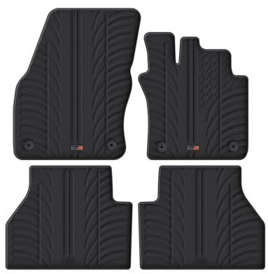 TRAVALL Rubber Car Mats for VW Caddy (2022-) Car Floor Mats Hard-Wearing Heavy Duty Moulded Premium Mats Easy Clean Black with Clips - Anti Slip All-Weather Mud Sand Water Protection