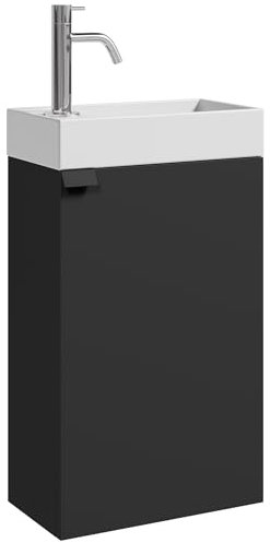 Meuble de salle de bain Apollo - 40 x 22 cm - Noir mat - Armoire lavabo