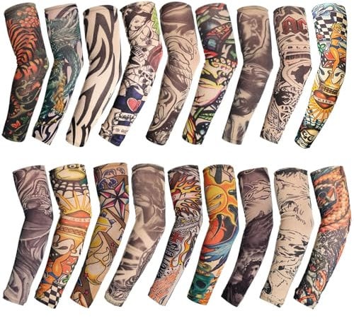 Nhgkju Tattoo Ärmel 18 Stück Unisex Nylon temporäre Tattoo Ärmel Armstrümpfe Tattoo Arm Ärmel Tattoo Arm Tattoo Strümpfe Tattoo Fancy Dress Party