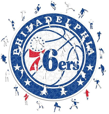 Iconic Puzzles - Philadelphia 76ers, Logo, Holzpuzzle, offiziell lizenziert von der NBA, 100% nachhaltig, Größe L, 500 Teile