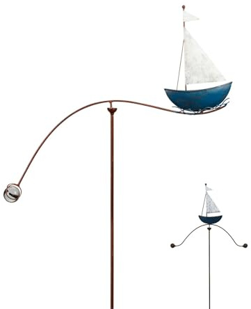 NETPROSHOP Segelboot Windspiel Wippe Gartenstecker Breite ca. 25/60 cm Höhe ca. 76/126cm, Farbe:Wellenreiter